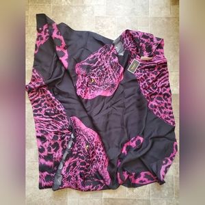 JUICY COUTURESILK SQUARE SNOW LEOPARD SCARF